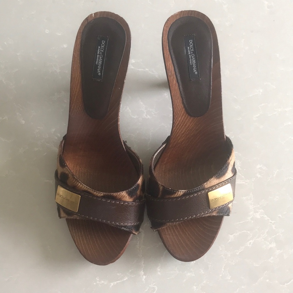 Dolce & Gabbana Brown Sandals with Metallic Accent